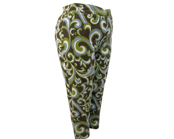 Talbots Womens Multi-Color Cotton Blend Stretch Dress Pants Swirl Pattern Sz 18