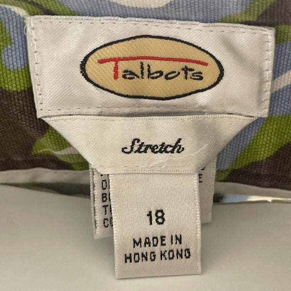 Talbots Womens Multi-Color Cotton Blend Stretch Dress Pants Swirl Pattern Sz 18