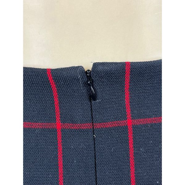 Loft Women's Black & Red Plaid High Rise Button Short Skirt Sz 0