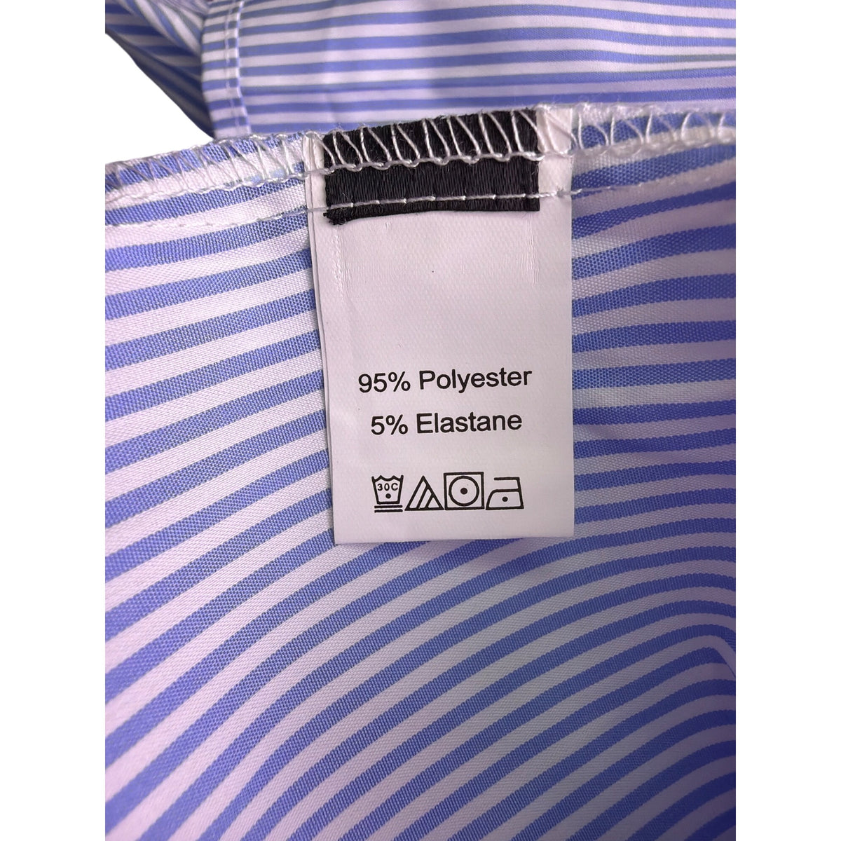 Blue & White Striped Sleeveless Womens Top Polyester/Elastane Ruffle Trim Size 6