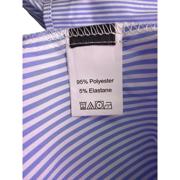 Blue & White Striped Sleeveless Womens Top Polyester/Elastane Ruffle Trim Size 6