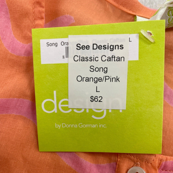 See Design Women’s Coral Long-Sleeve Tunic Blouse With Wave Pattern Sz L - New