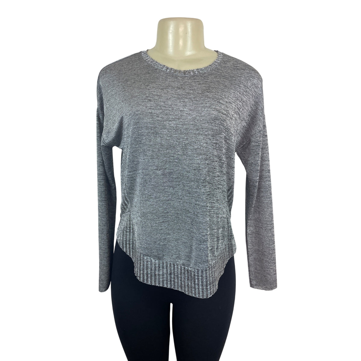 Zara W/B Collection Women Long Sleeve Heather Gray Top Size S- New