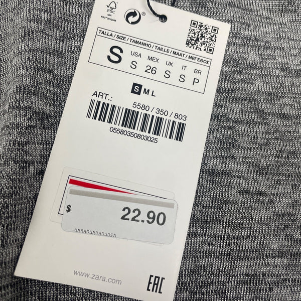 Zara W/B Collection Women Long Sleeve Heather Gray Top Size S- New