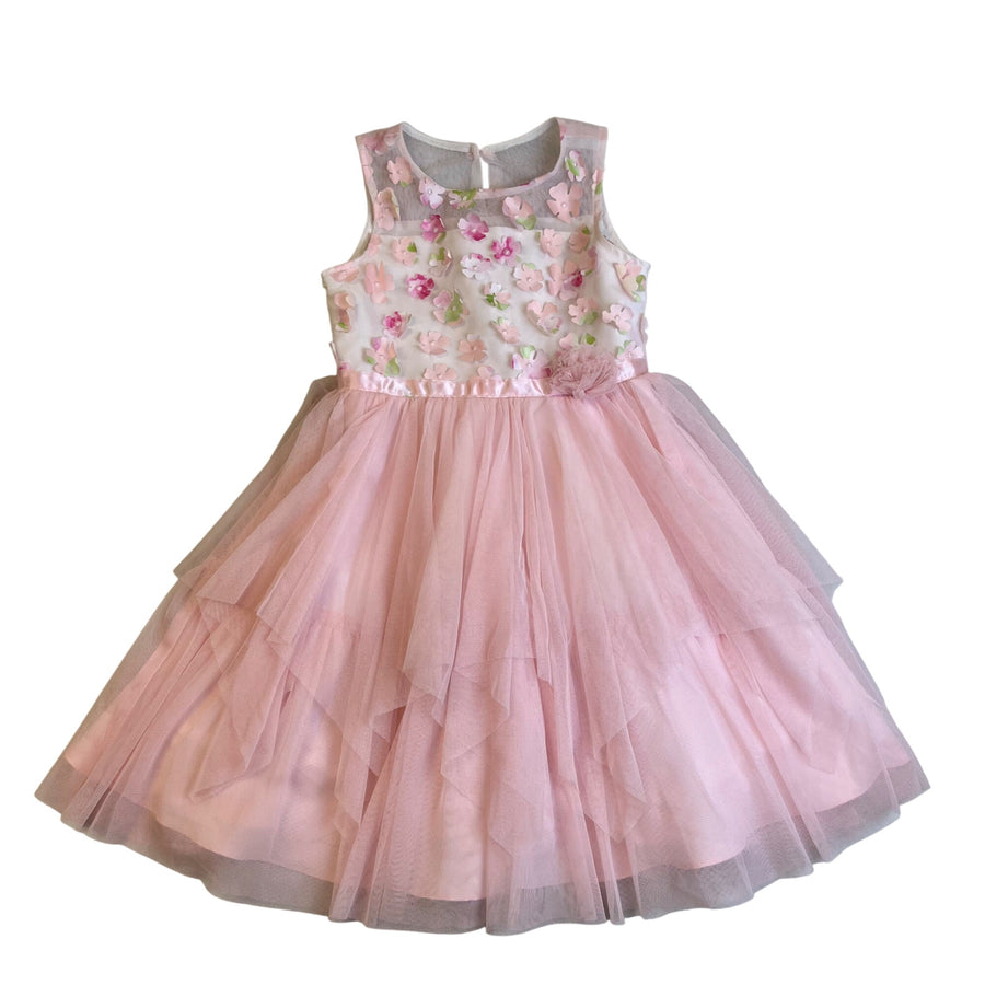 Jona Michelle Baby Girl Pink Floral Tulle Party Dress Sleeveless Size 6