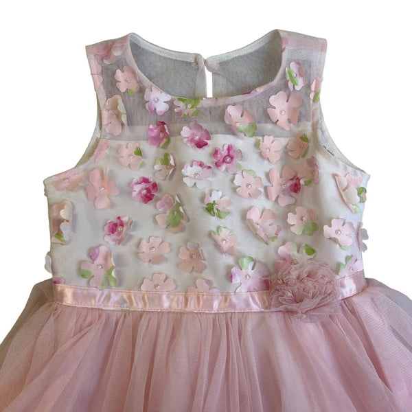 Jona Michelle Baby Girl Pink Floral Tulle Party Dress Sleeveless Sz 6