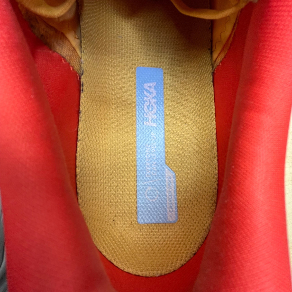 Hoka One One Men’s Orange/Red Mesh Bondi X +Carbon Fiber Running Shoes Size 12D