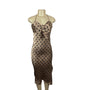 Zara Women's Beige & Black Halter Neck Bow Detail Midi Dress Sz S - New