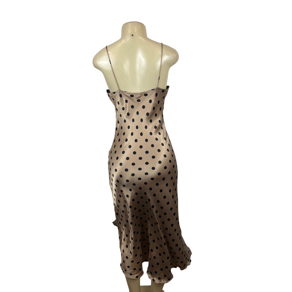 Zara Women's Beige & Black Halter Neck Bow Detail Midi Dress Sz S - New