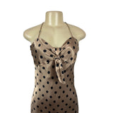 Zara Women's Beige & Black Halter Neck Bow Detail Midi Dress Sz S - New