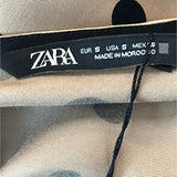 Zara Women's Beige & Black Halter Neck Bow Detail Midi Dress Sz S - New