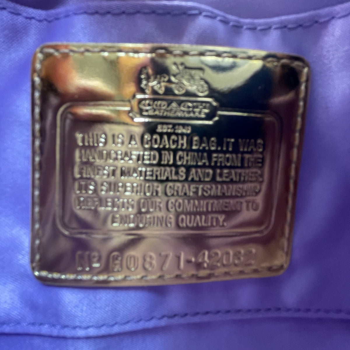 Coach Women’s Grey/Brown Satin Carriage Logo Gold-Tone Hardware Wristlet Clutch