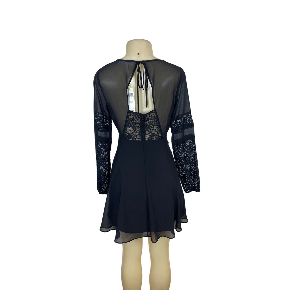 BCBGeneration Womens Black Long Sleeve Fit & Flare Dress With V-Neck Size 2