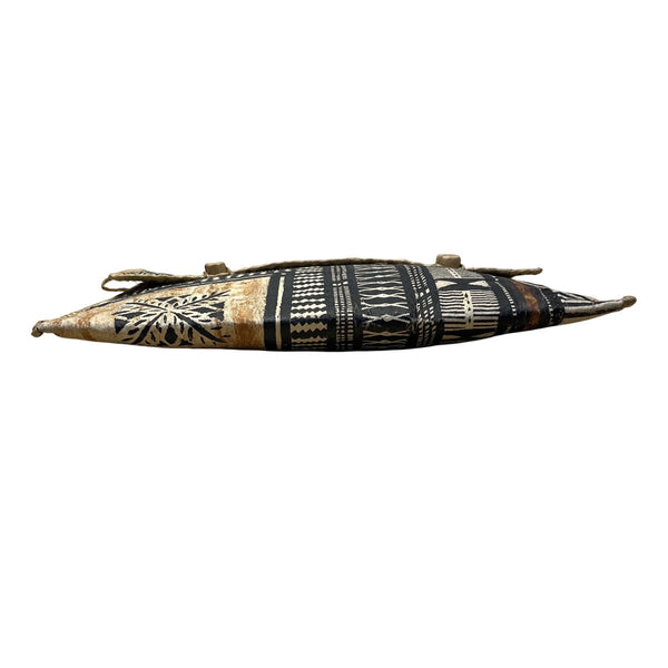 Traditional Handcrafted Black & Beige Bark Envelope Bag With Geometric Design