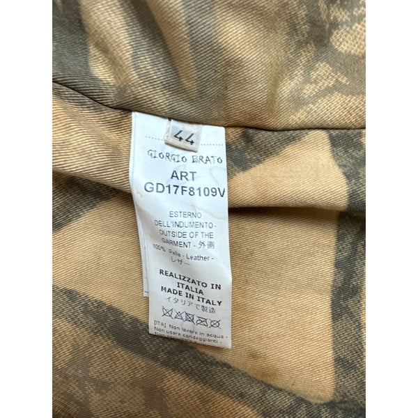 Giorgio Brato Brown Leather Jacket With Zipper Closure & Pockets New