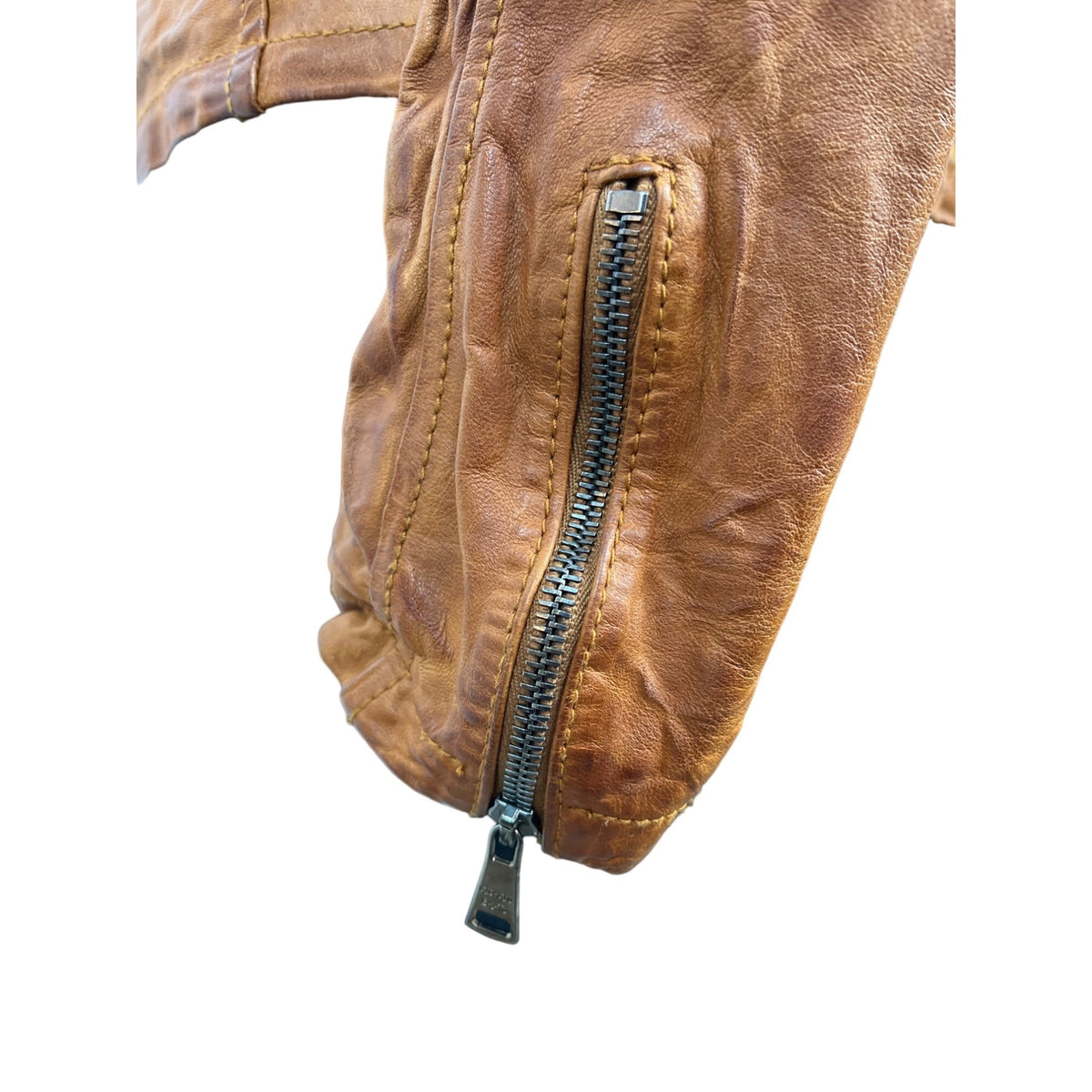 Giorgio Brato Brown Leather Jacket With Zipper Closure & Pockets New