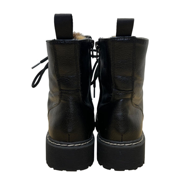 Unionbay Women’s Black Faux Fur-Lined Lace-Up Hayden Combat Boots Size 7M