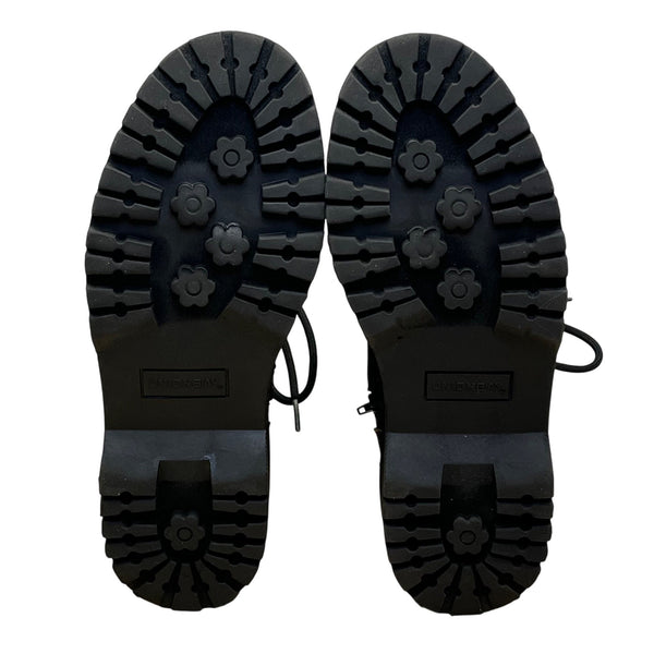 Unionbay Women’s Black Faux Fur-Lined Lace-Up Hayden Combat Boots Size 7M