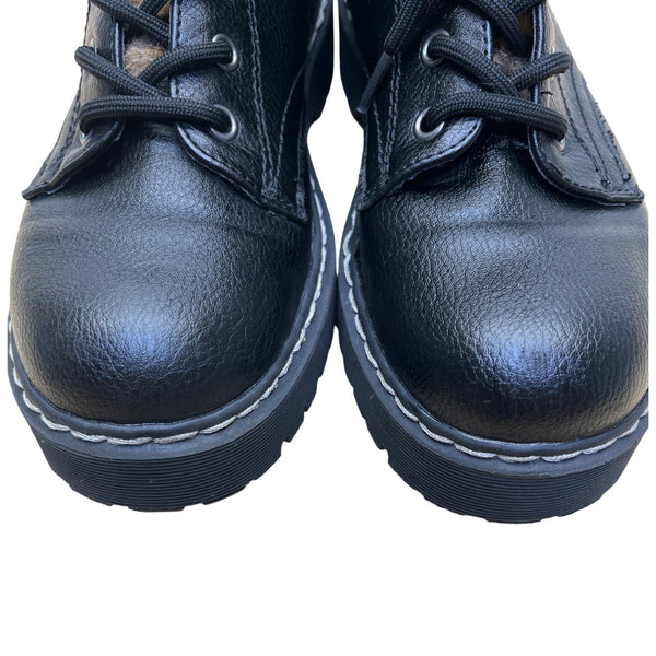 Unionbay Women’s Black Faux Fur-Lined Lace-Up Hayden Combat Boots Size 7M