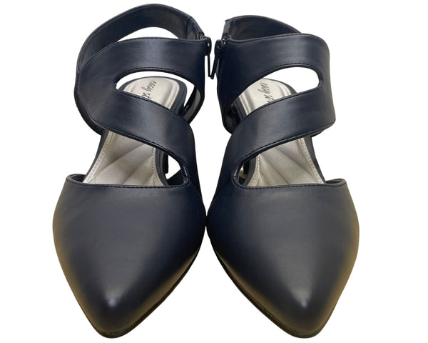 Easy Street Women’s Blue Faux Leather With Pointed Toe Strappy Heels Size 11M