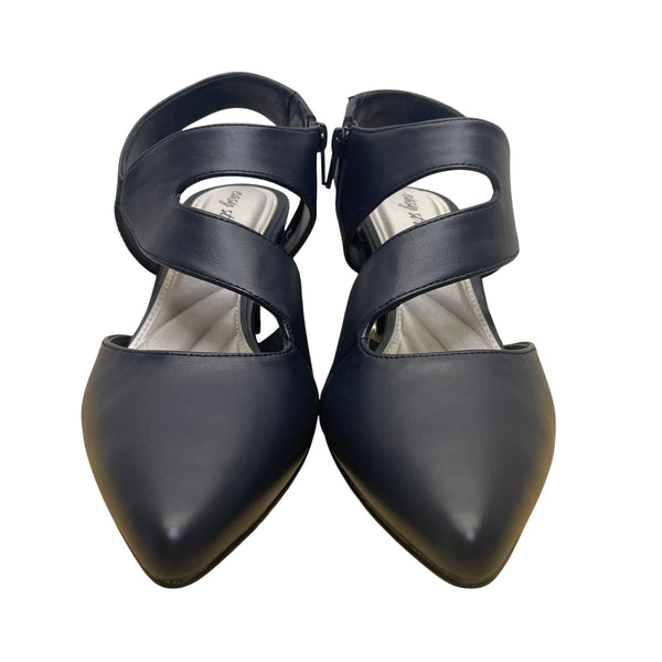 Easy Street Women’s Blue Faux Leather With Pointed Toe Strappy Heels Size 11M