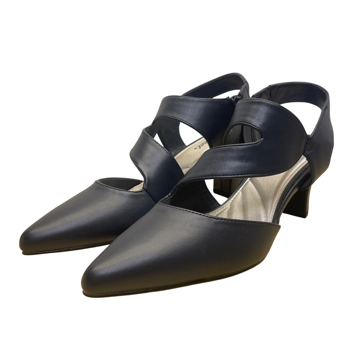 Easy Street Women’s Blue Faux Leather With Pointed Toe Strappy Heels Size 11M