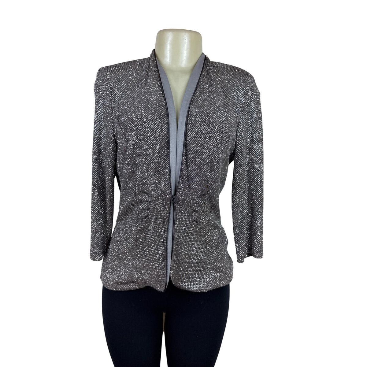Marina Women's Silver Metallic Blazer Elegant & Stylish Formal Jacket Size S