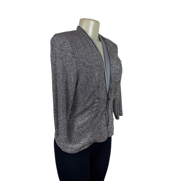 Marina Women's Silver Metallic Blazer Elegant & Stylish Formal Jacket Size S