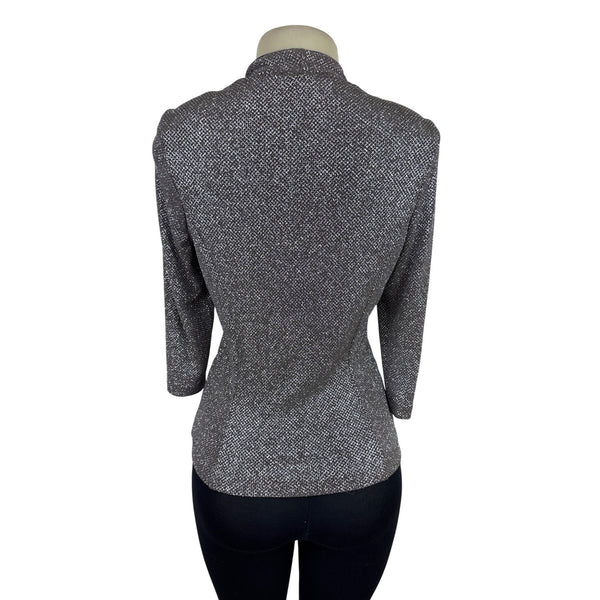 Marina Women's Silver Metallic Blazer Elegant & Stylish Formal Jacket Size S