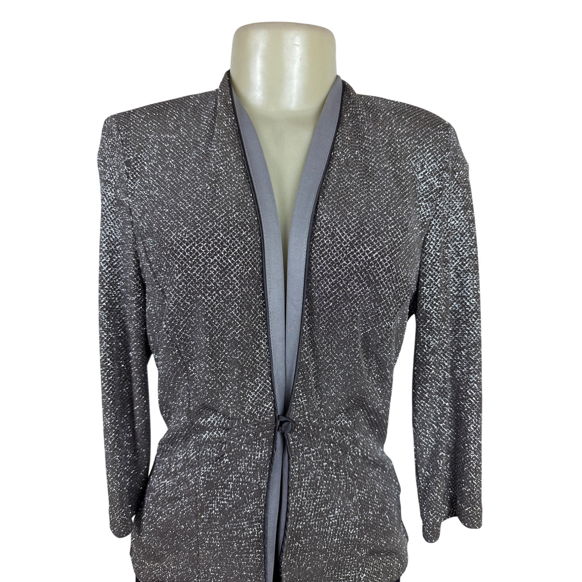 Marina Women's Silver Metallic Blazer Elegant & Stylish Formal Jacket Size S