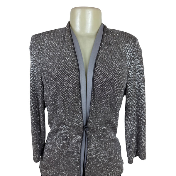 Marina Women's Silver Metallic Blazer Elegant & Stylish Formal Jacket Size S