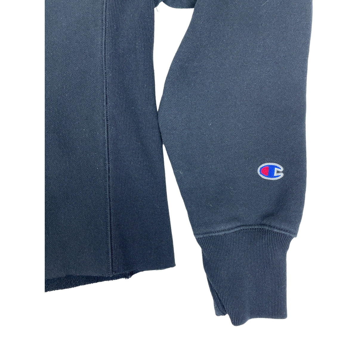 Champion Navy Blue Crewneck Long Sleeve Crop top Hem Womens Sweatshirt
