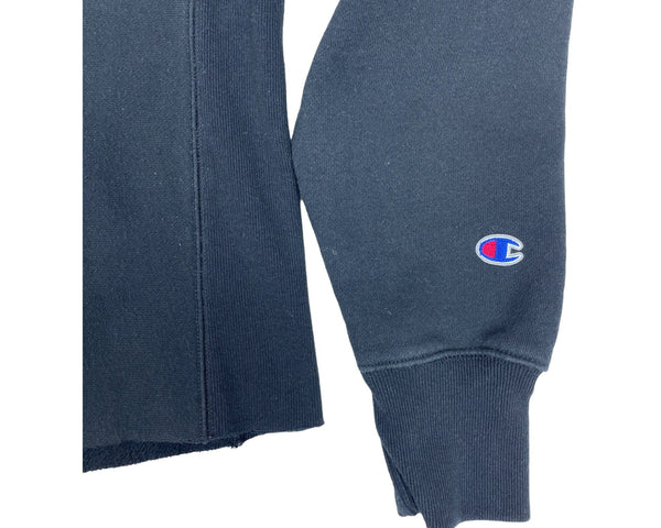 Champion Navy Blue Crewneck Long Sleeve Crop top Hem Womens Sweatshirt