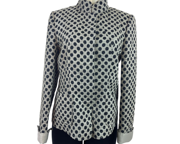 Collezioni Women's Polka Dot High Neck Jacket Black & Beige Size 6