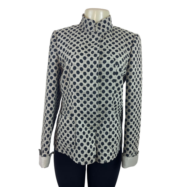 Collezioni Womens Polka Dot High-Neck Jacket Black & Beige Size 6