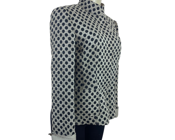 Collezioni Women's Polka Dot High Neck Jacket Black & Beige Size 6
