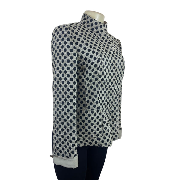 Collezioni Womens Polka Dot High-Neck Jacket Black & Beige Size 6