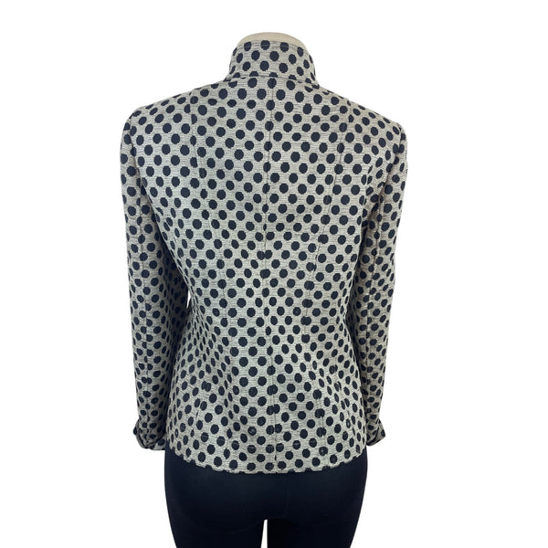 Collezioni Womens Polka Dot High-Neck Jacket Black & Beige Size 6