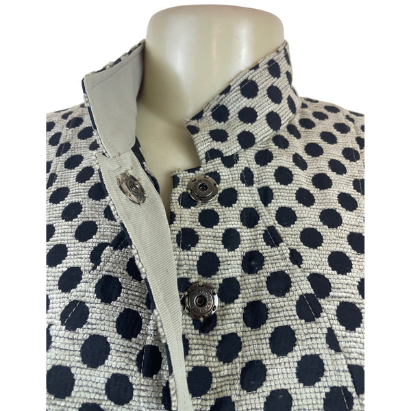 Collezioni Womens Polka Dot High-Neck Jacket Black & Beige Size 6