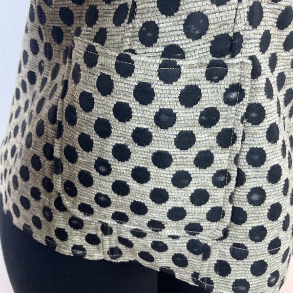 Collezioni Womens Polka Dot High-Neck Jacket Black & Beige Size 6