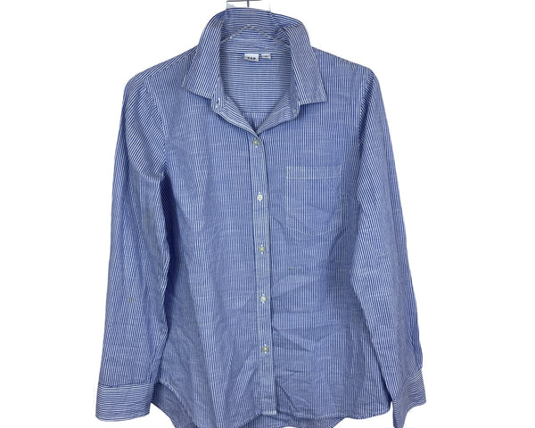 Gap Womens Blue Cotton Striped Long Sleeve Button-Down Shirt Size M