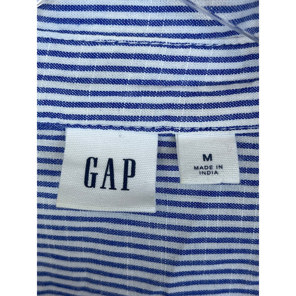 Gap Womens Blue Cotton Striped Long Sleeve Button-Down Shirt Size M