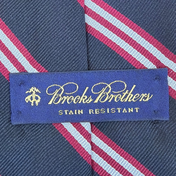 Vintage Brooks Brothers Navy Red Stripe Polyester Tie Stain Resistant