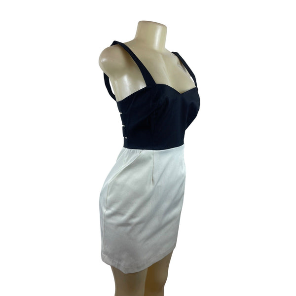 Walter Black & White Sleeveless Mini Dress With Sweetheart Neckline Sz S