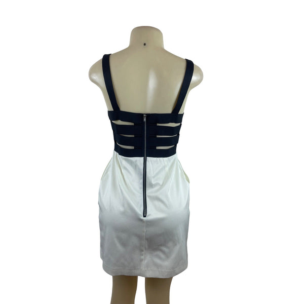 Walter Black & White Sleeveless Mini Dress With Sweetheart Neckline Sz S
