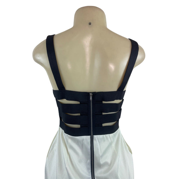 Walter Black & White Sleeveless Mini Dress With Sweetheart Neckline Sz S