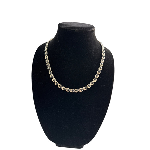 Titanium Womens Silver Chain Necklace With Black Gemstone Accents Elegant Design