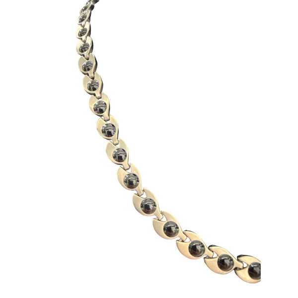 Titanium Womens Silver Chain Necklace With Black Gemstone Accents Elegant Design