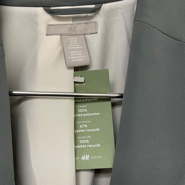 H&M Womens Gray Recycled Polyester Single-Button Blazer Jacket Size XS Stylish Classic Look