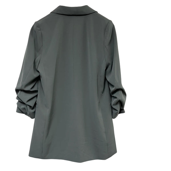 H&M Womens Gray Recycled Polyester Single-Button Blazer Jacket Size XS Stylish Classic Look